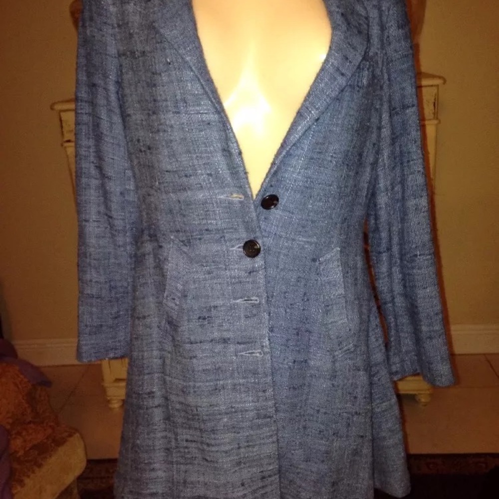 NWT Kelly Wearstler Denim Blue Raw Linen Silk