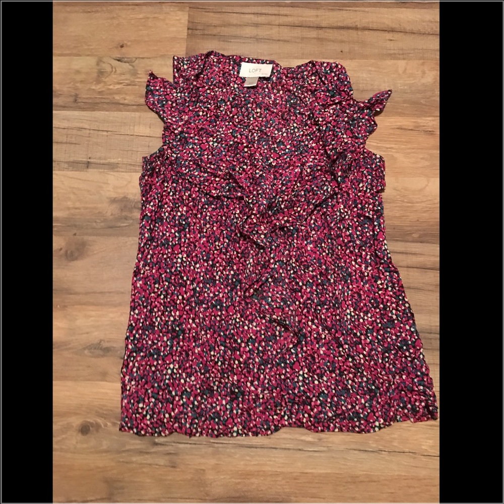 Ann Taylor Loft Sleeveless Ruffled Blouse