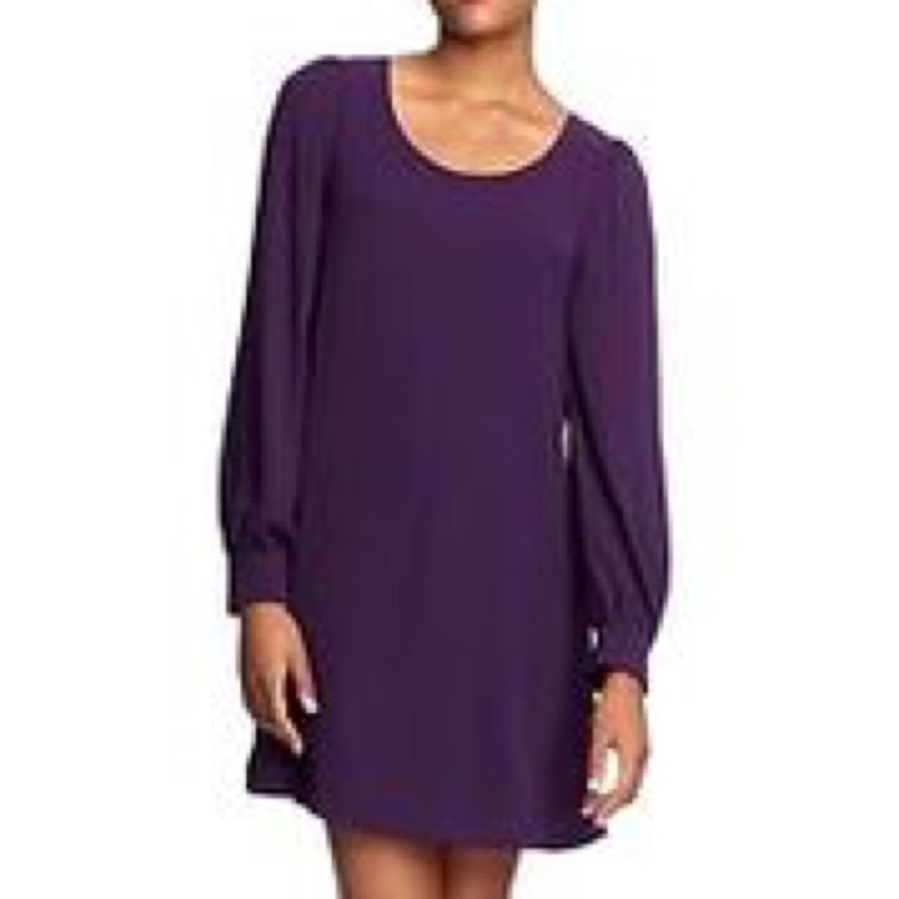 Dark purple long sleeve shift dress