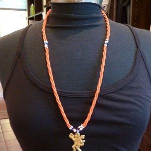Orange rope necklace w charm