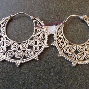Silver Swirl Hoop Earrings