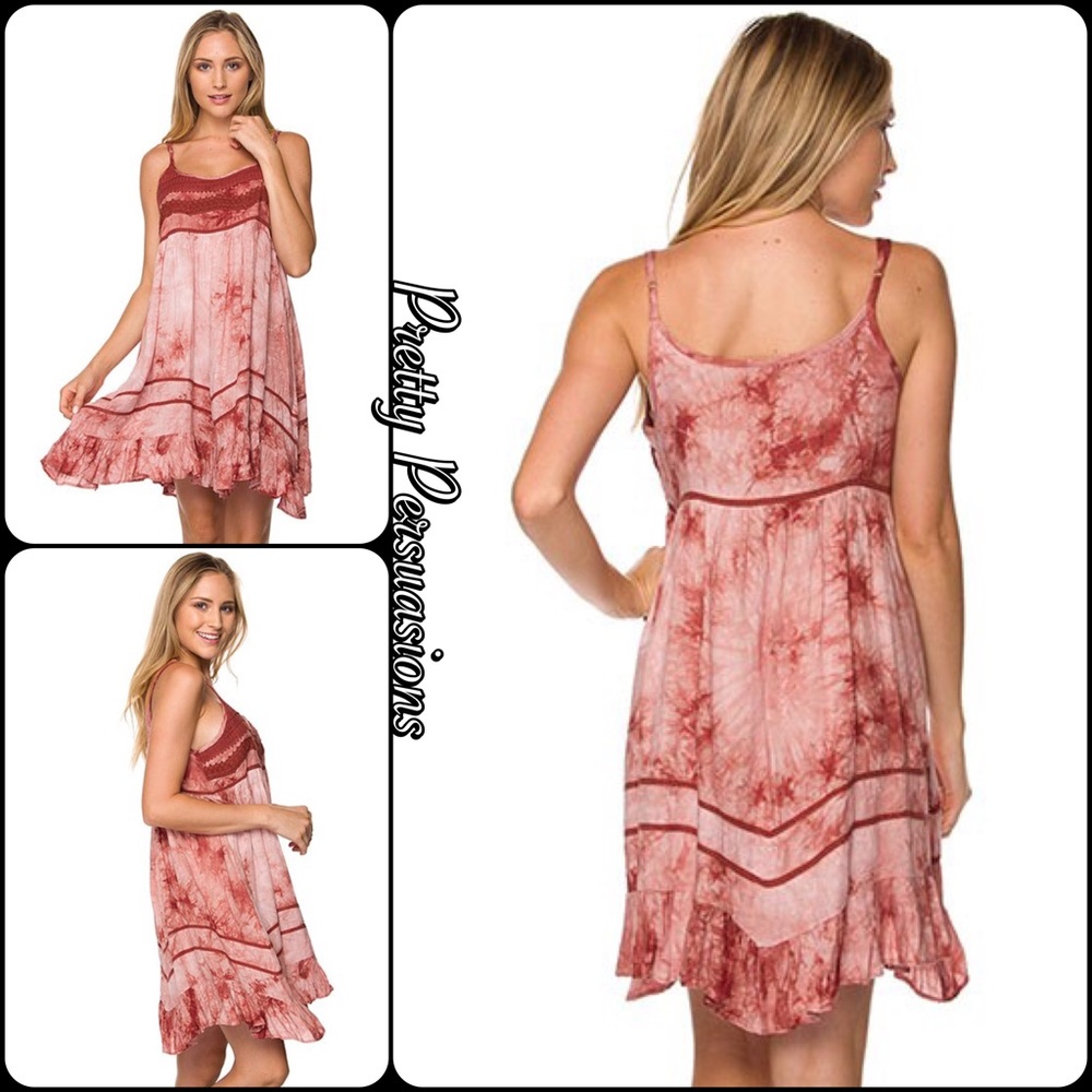 SOLD OUT‼️Tie Dyed & Crochet Baby Doll Slip Dress - Picture 3 of 4