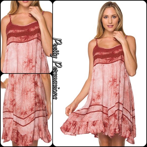 SOLD OUT‼️Tie Dyed & Crochet Baby Doll Slip Dress - Picture 4 of 4