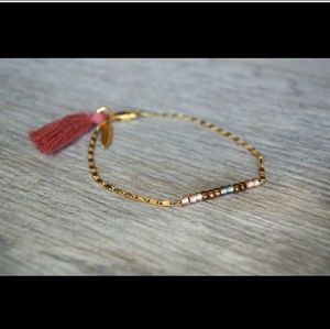 Gold Tassel Beaded bracelet *ONLY ONE LEFT* PINK