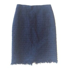 Ann Taylor Navy Blue Tweed Pencil Skirt