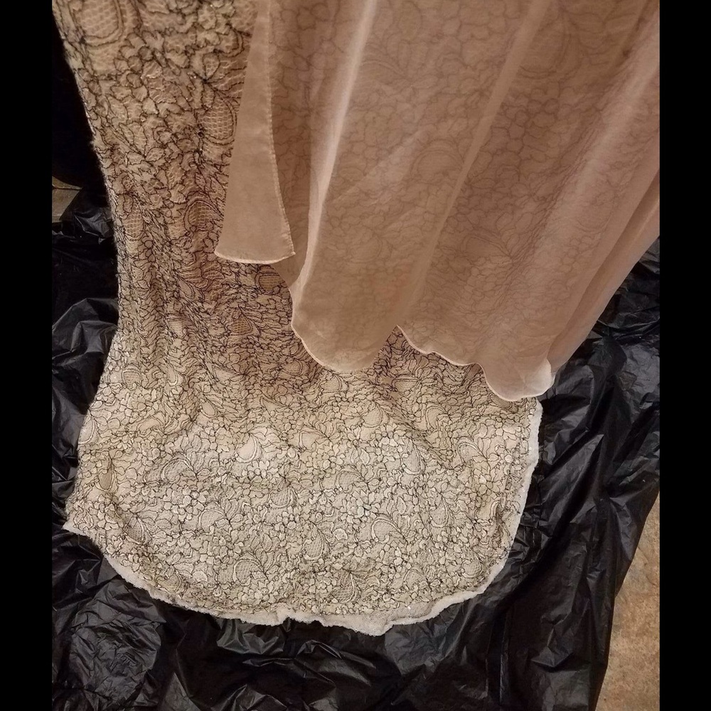 Dave and Johnny Cream with Jewels Vine print  Gown - Picture 5 of 7