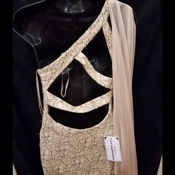 Dave and Johnny Cream with Jewels Vine print Gown - Picture 6 of 7