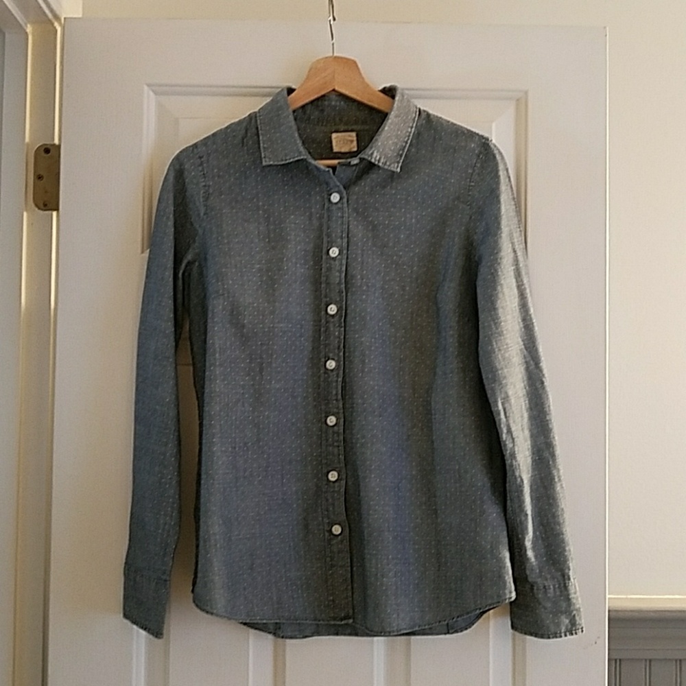 Jcrew polka dot chambray