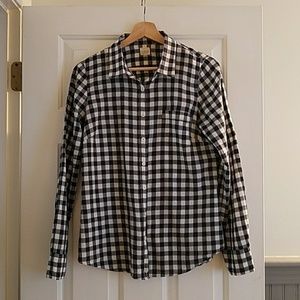 Jcrew navy and white gingham shirt