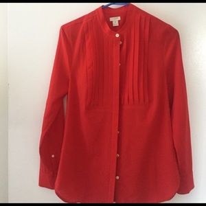 Long sleeve button down red blouse