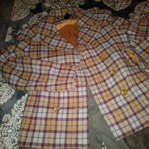 Frenchi Plaid Pea Coat Plaid size 8