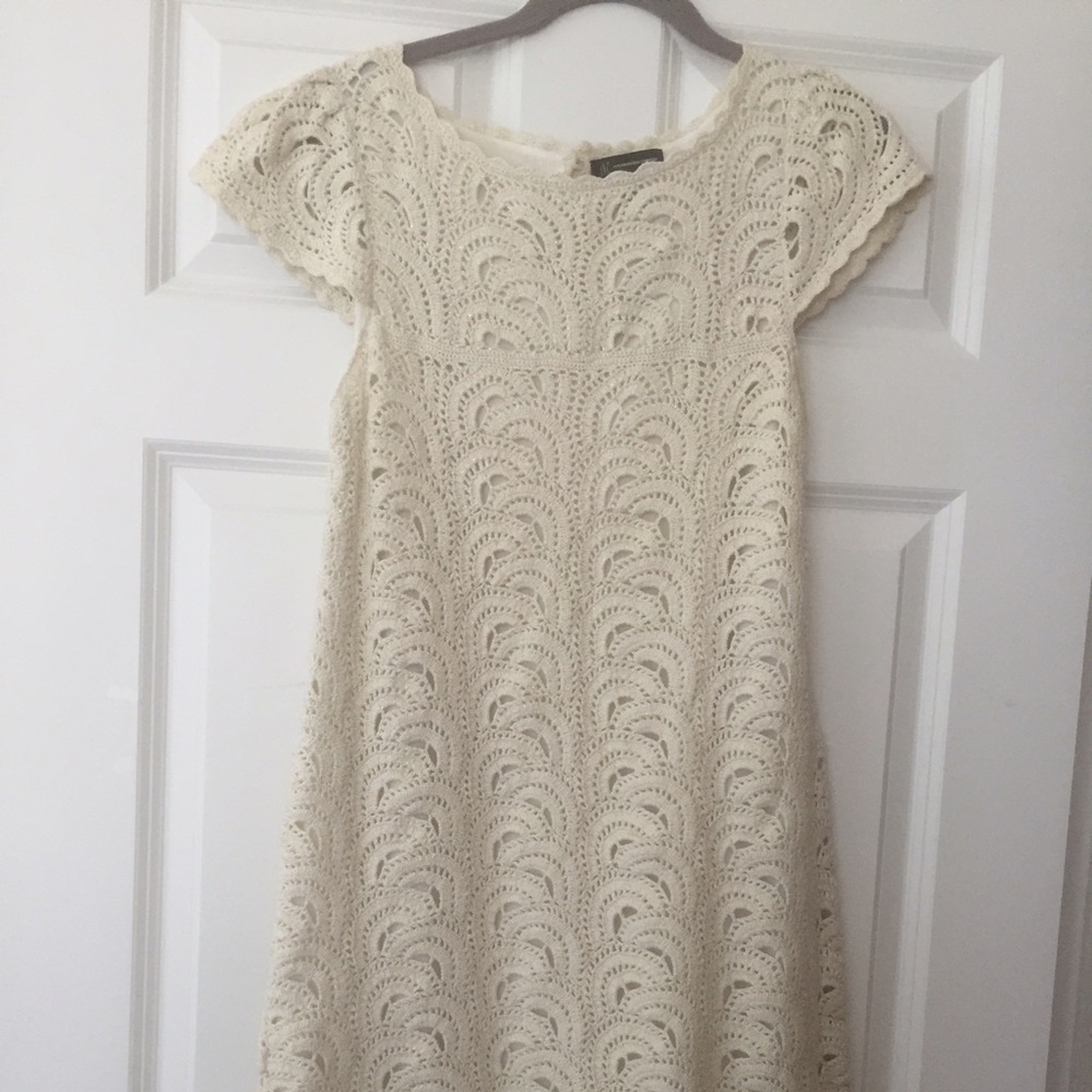 INC beautiful dress cream w/ gold overlay