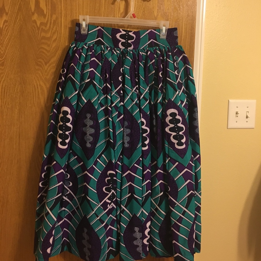 African print flare skirt