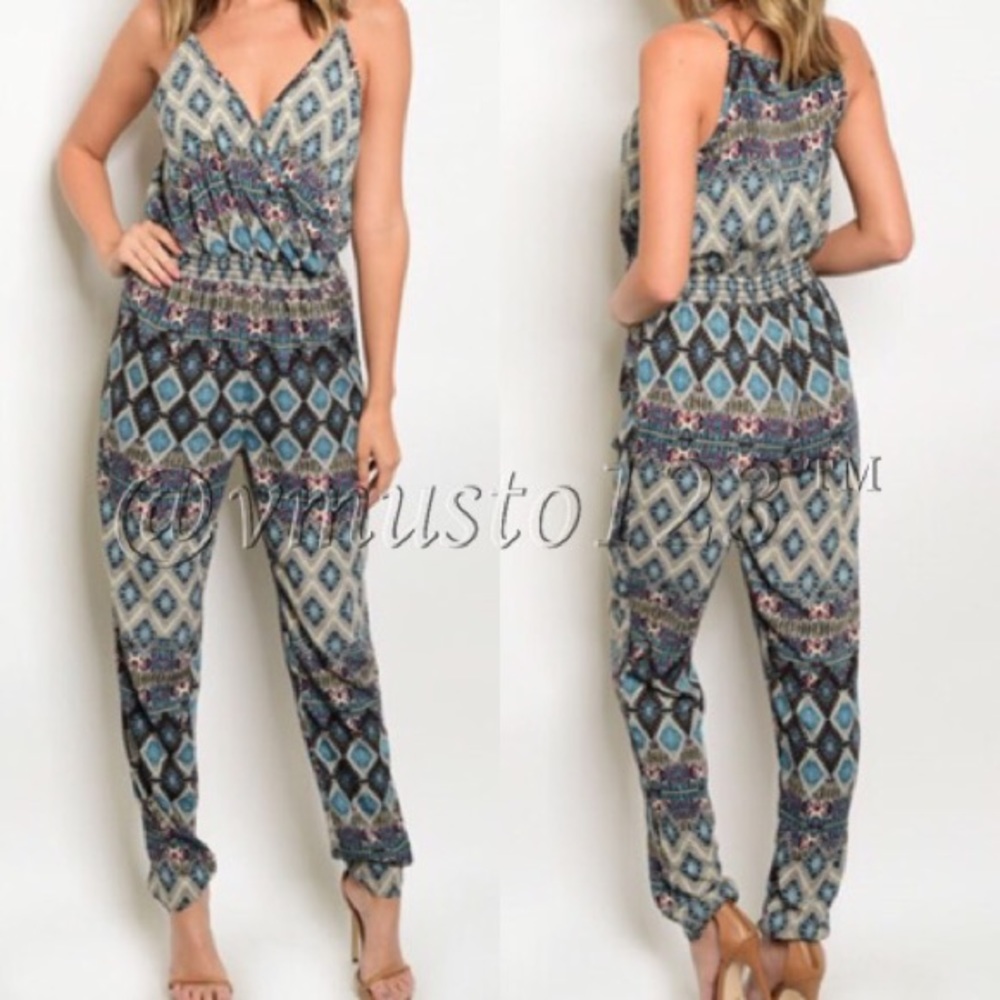 ‼️LAST 1 SZ S- Jogger style teal jumpsuit - Picture 2 of 2