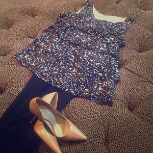 J. Crew black and white silk sleeveless top.