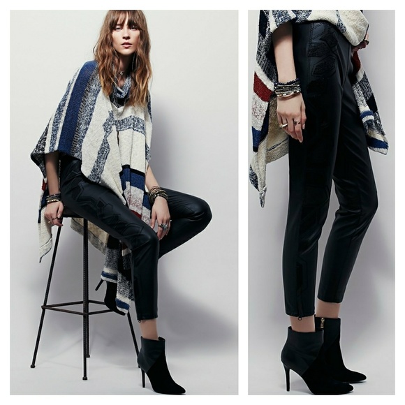 Free People Pants - Free People Faux Leather Embroidered Legging