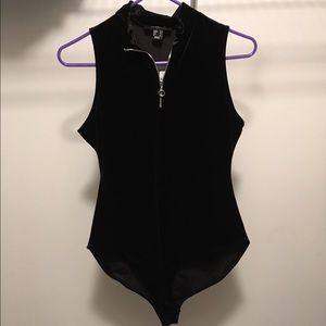 Black Suede Bodysuit