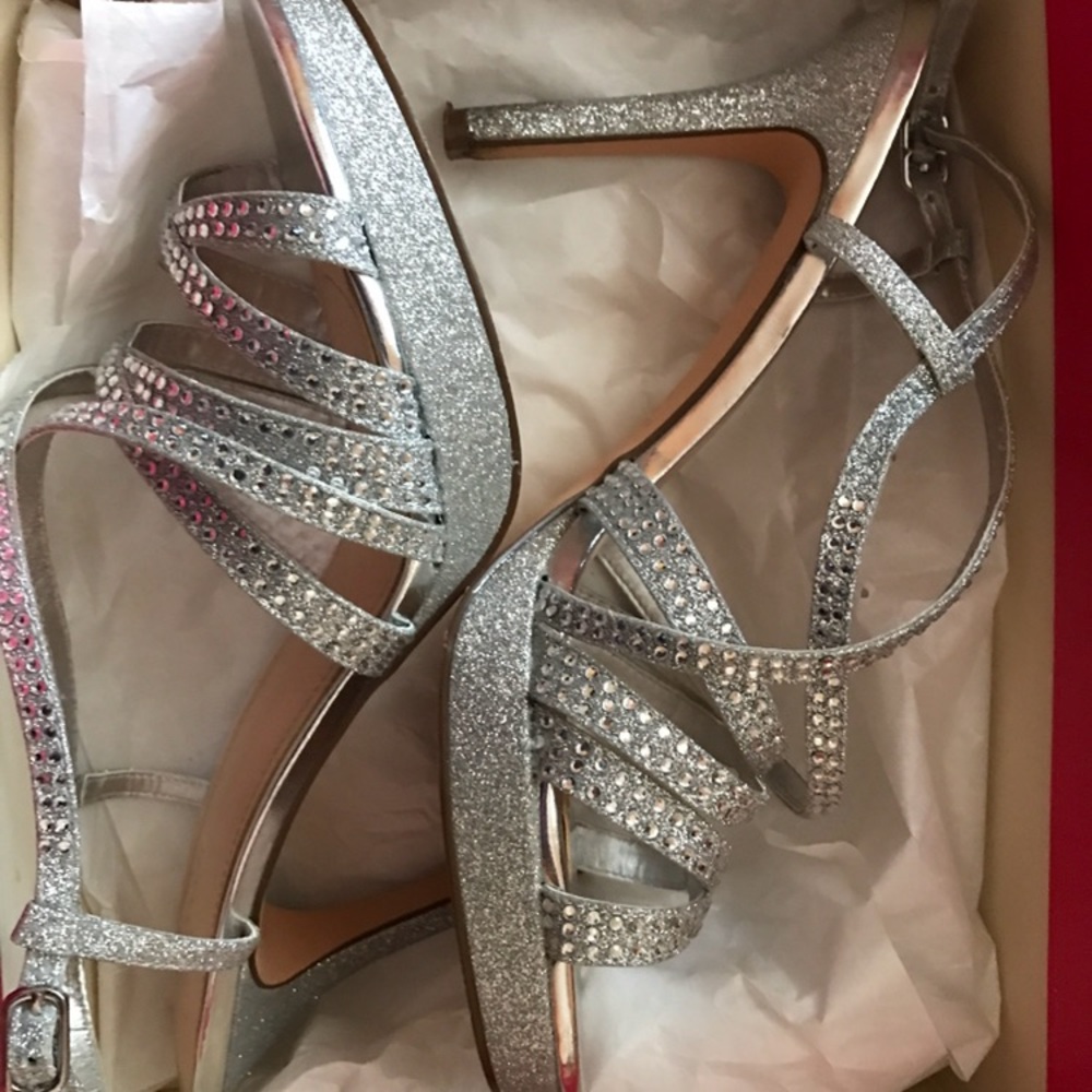Silver prom shoes