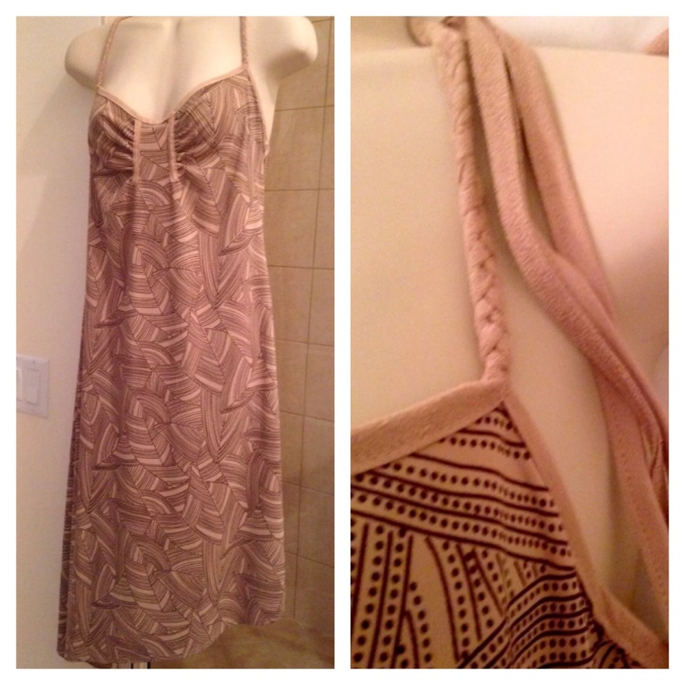 NEW Studio M Tan Summer Halter Dress Asymmetric