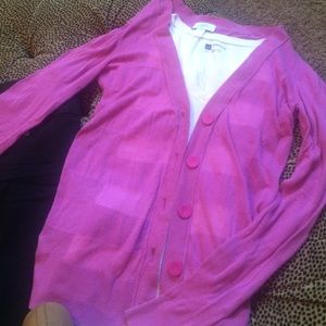 Ann Taylor Loft pink cardigan with stripes