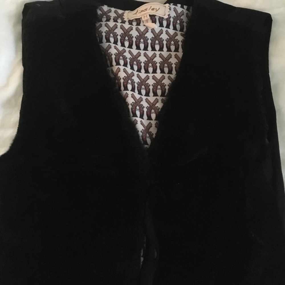 Genuine rabbit fur and suede vest