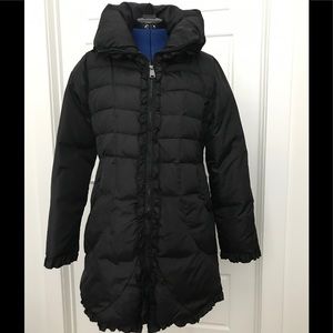 Via Spiga Black Ruffle Down Coat Sz L