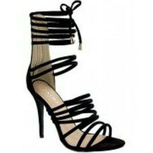 Lilly Black Suede Ankle Strappy High Heels