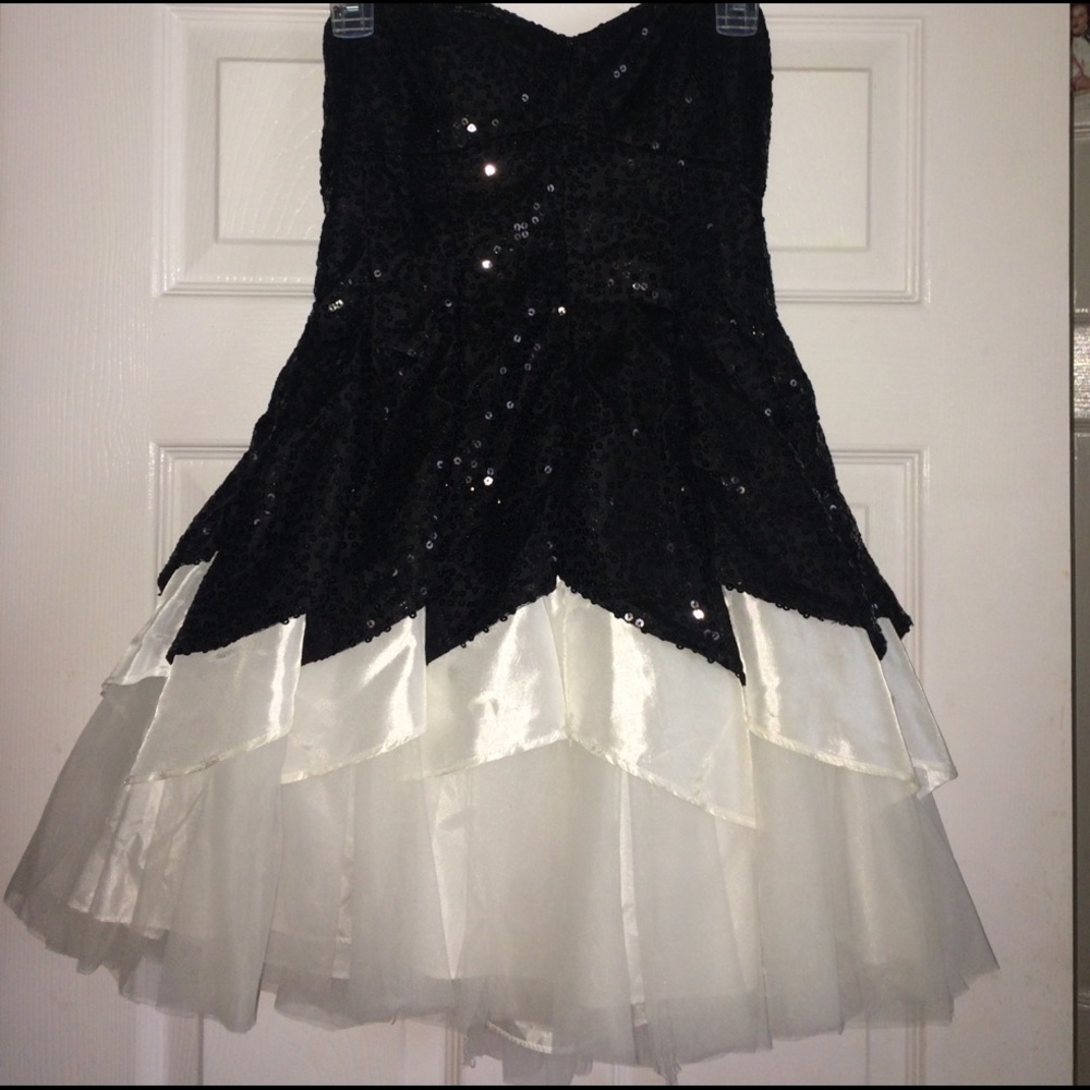 Cute black sequined dress with tulle underskirt!