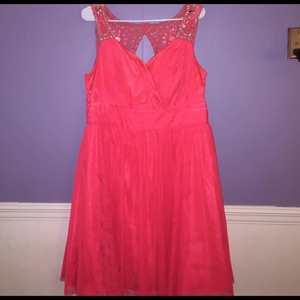 Bright pink cocktail dress w/ sequins