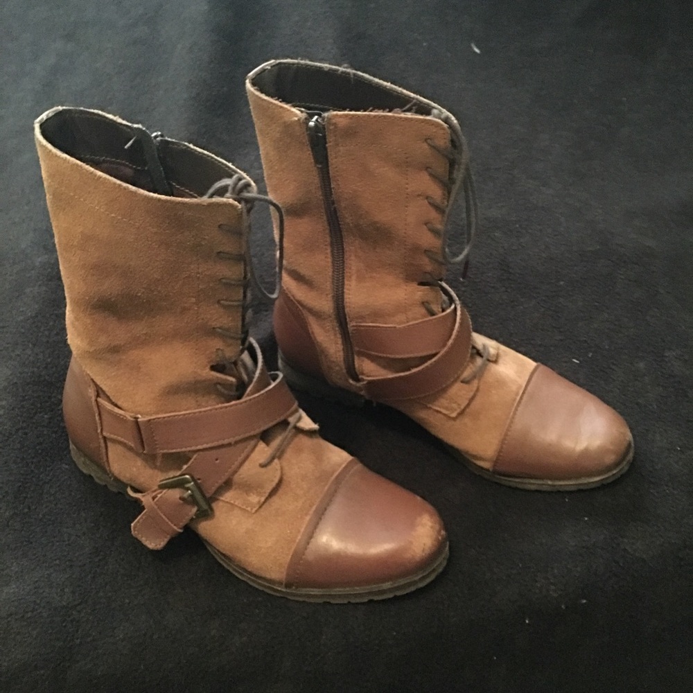 Naughty monkey combat style boots, size 9
