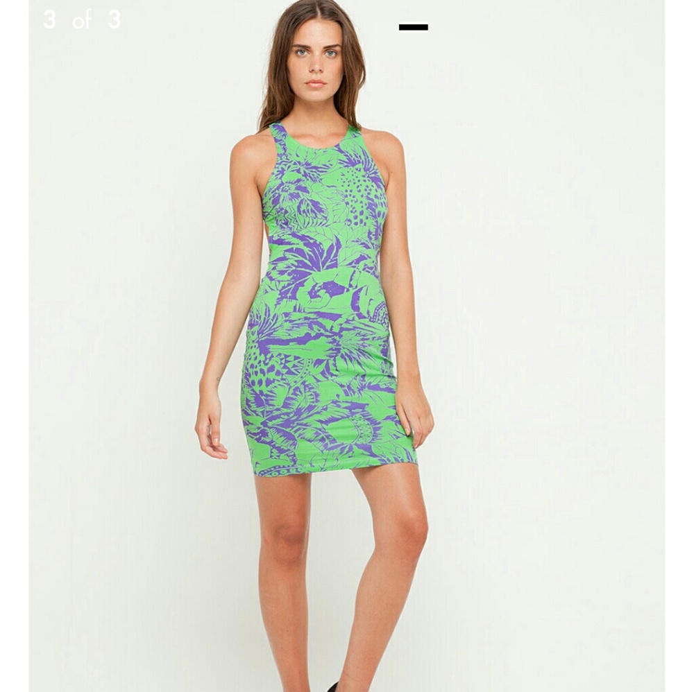 Motel Rocks Cross Back Dress in Lime & Purple
