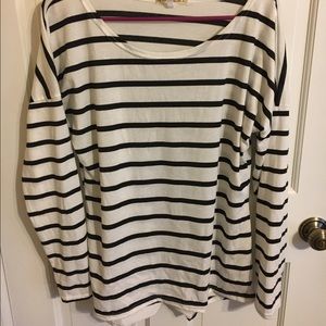 Black and white striped LS shirt - large