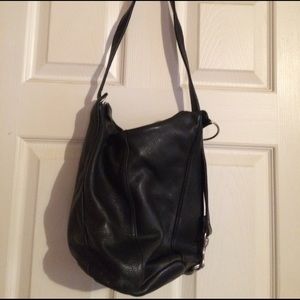Leather side body bucket purse
