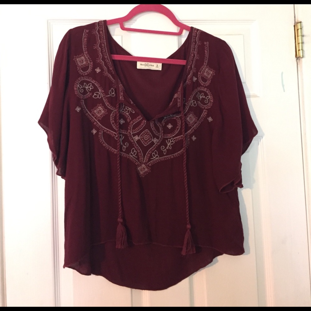 Burgundy Embroidered Top