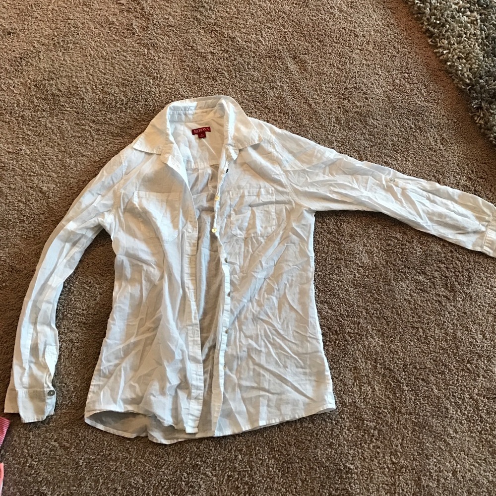White button down top