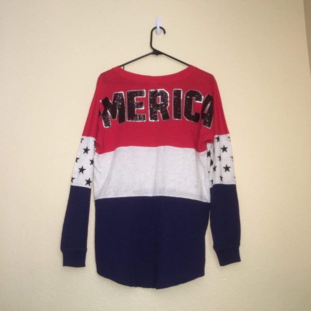 VS PINK Merica varsity bling tee oversized XS