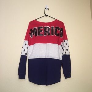 VS PINK Merica varsity bling tee oversized XS
