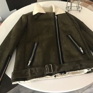 Warm suede like jacket . Trendy