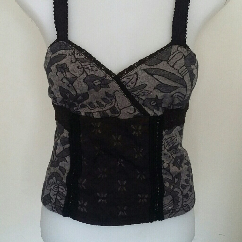 Free People Purple Grey & Blk Tank Top Beautiful!