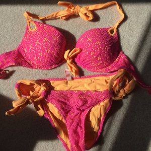 Victoria's Secret Pink Orange Push Up Bikini