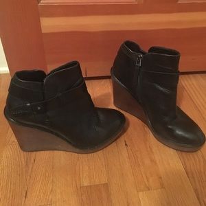 Wood heeled ankle boots