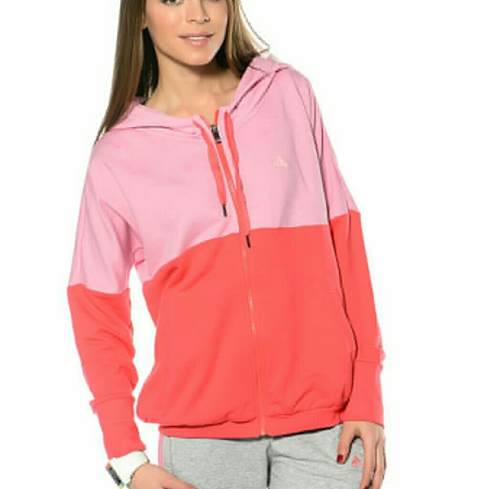 Adidas 3 stripe bicolor hoodie pink/salmon