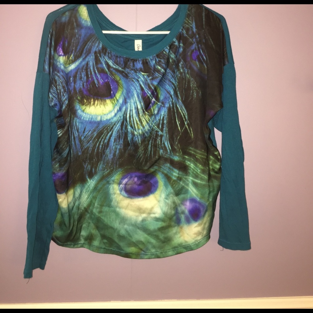 Peacock pattern long sleeve shirt