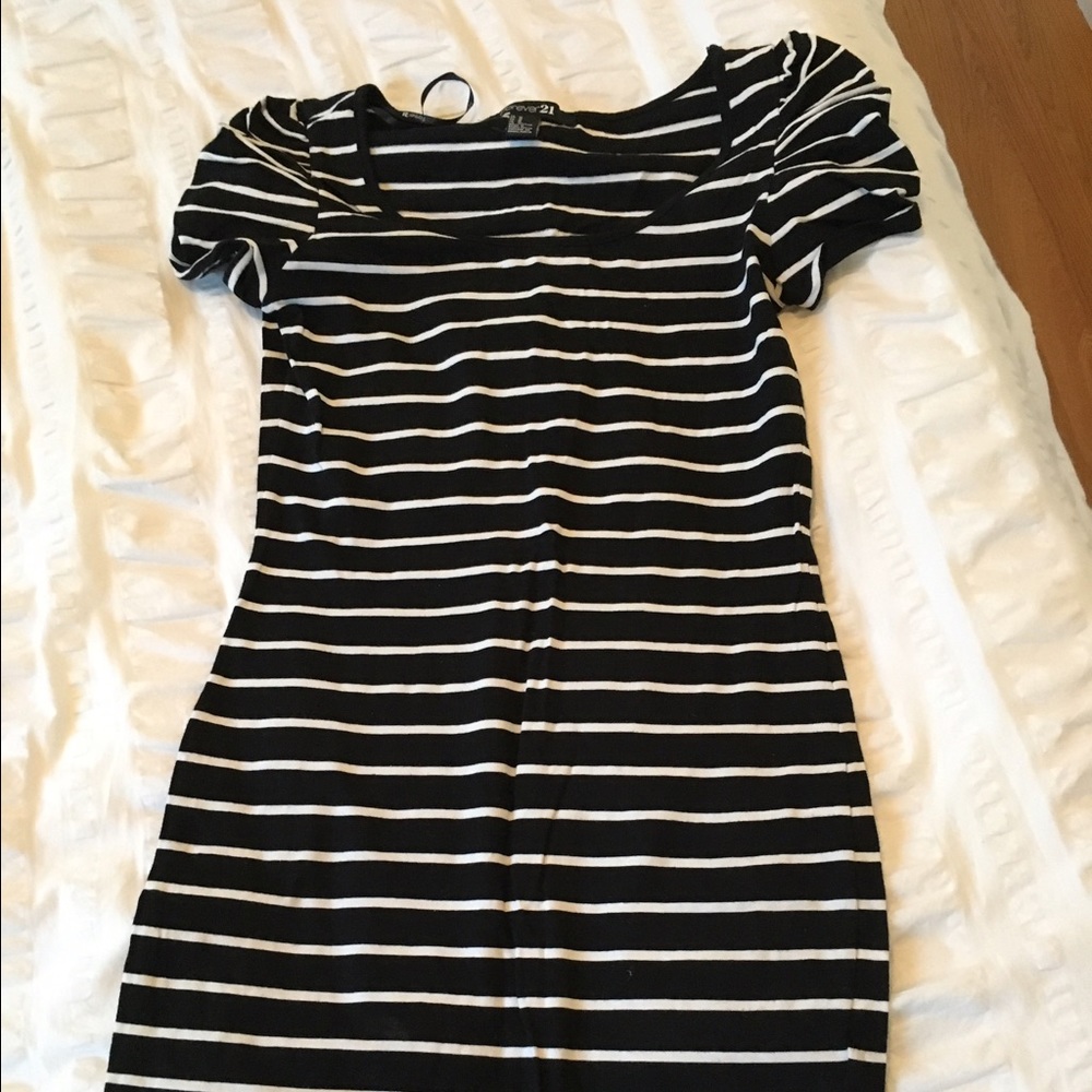 Black and white striped dress
