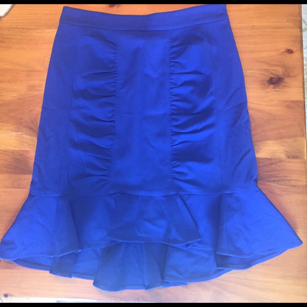 Anthropologie HD in Paris blue ruffle pencil skirt