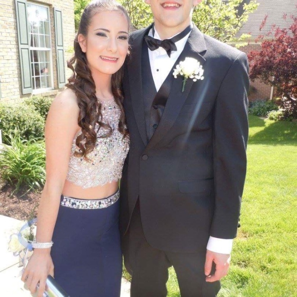 Blue Crop Prom Dress
