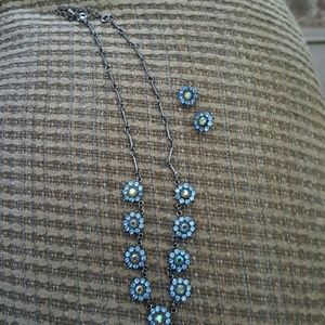 Floral light blue multi colored jewelry set