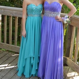 Sherri hill prom dress size 0 aqua blue