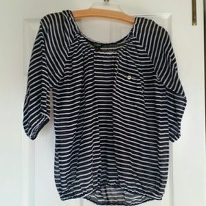 J. Crew navy/white stripe shirt