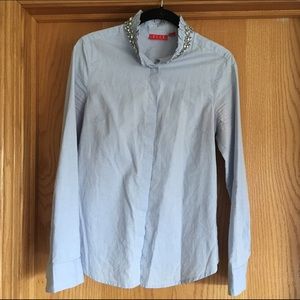 Elle jeweled collar oxford shirt